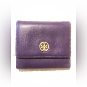 Tory Burch Purple Leather Wallet with Gold Hardware